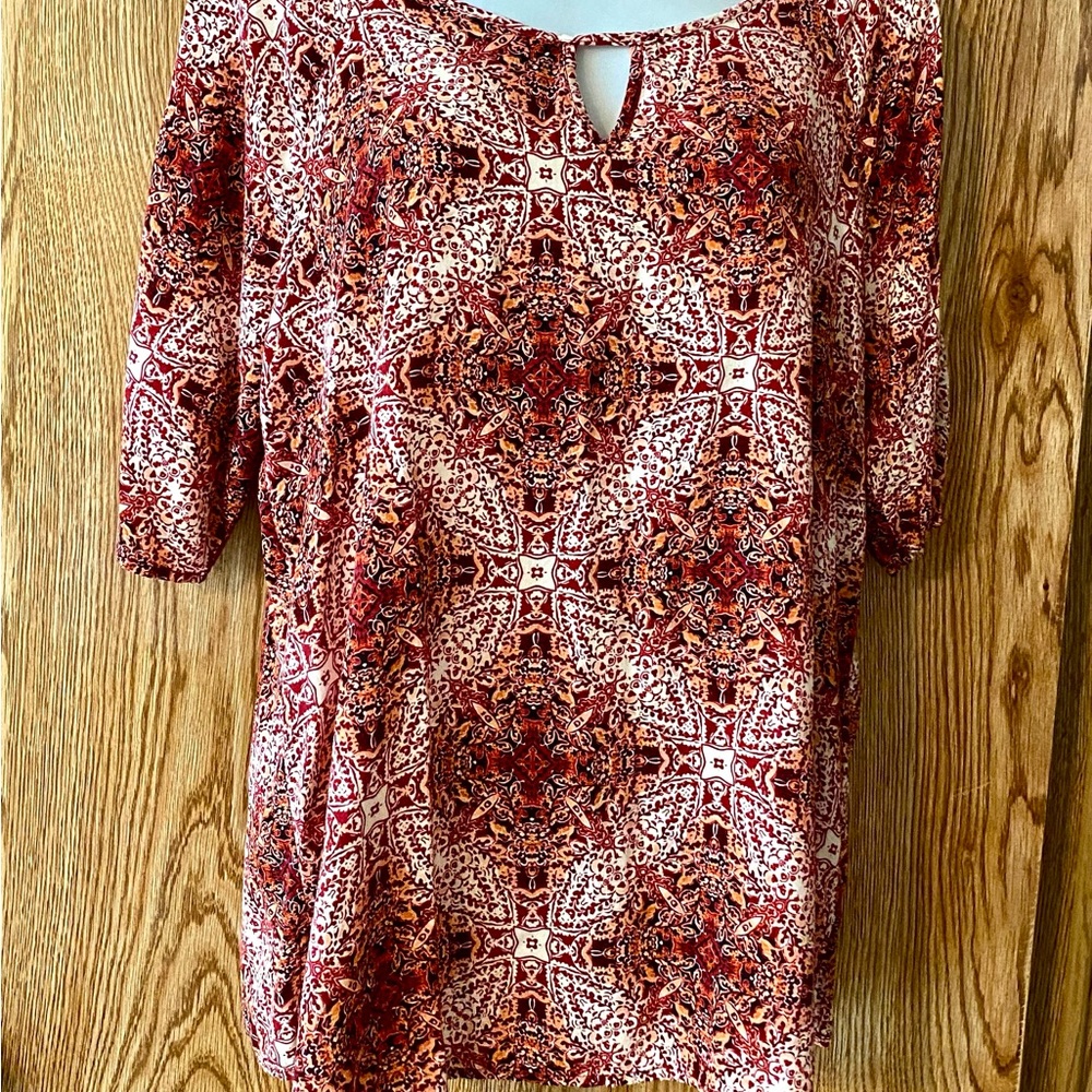 Ladies top blouse red retro print